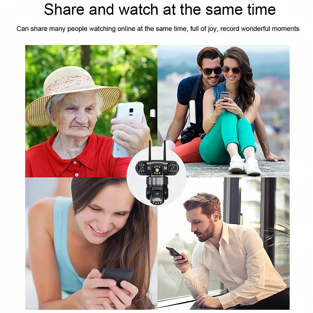 V380pro 15MP 3 Lens 4G/Wifi Camera AI Human Detection Night Vision Waterproof Security Video Surveillance IP Camara 8K CCTV Monitor