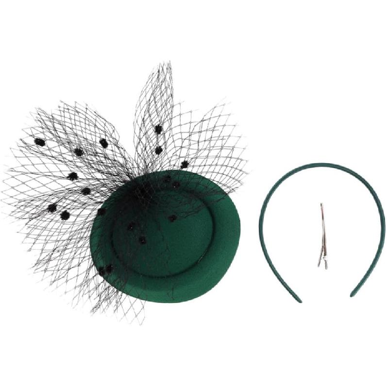 Ipetboom Сетчатая шляпка-fascinator и заколка для волос для женщин, Классическая повязка на голову для чаепития темно-зеленого цвета, Легкий аксессуар для особых случаев, для свадеб