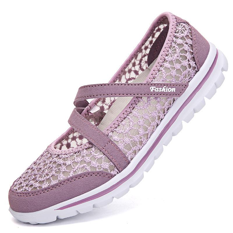 Fashion Woman Mesh Flats 2025 Women Fashion Breathable Vulcanized Women's Light Ladies Sneakers Female Walking Shoes Plus Size 42