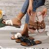 Large-sized Slippers and Sandals Casual Square Open-toe Flat Summer Shoes