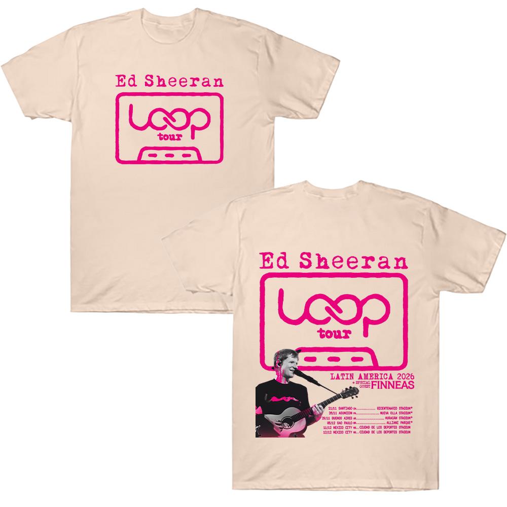 Ed Sheeran Loop Tour LATIN AMERICA 2026 T Shirt Graphic T-shirt Men Fashion Cotton Women Casual Short Sleeve Tee