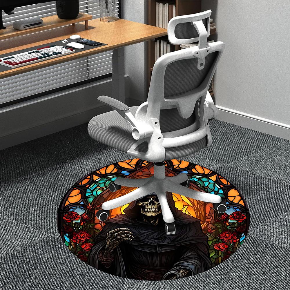 1pc Stained Glass Reaper Chair Carpet for Office Non-Slip, Machine Washable Rug for Office, Room - Holiday Decor, Machine Made yy251016124