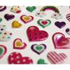 Reusable Stickers - 3D Relief - Patterned Hearts - Glitter