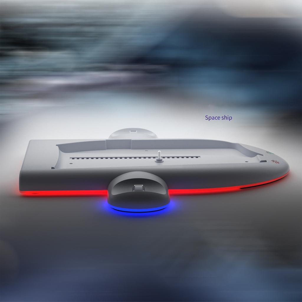 Охлаждающая подставка для консоли для PS5 Slim Вертикальная подставка и держатель для зарядки контроллеров Охлаждающая подставка с вентилятором Встроенная RGB-подсветка