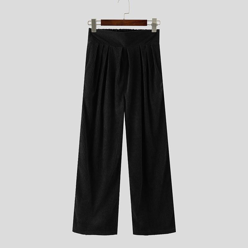 INCERUN Мужские повседневные широкие брюки с застежкой-молнией и высокой талией из вельвета с карманами