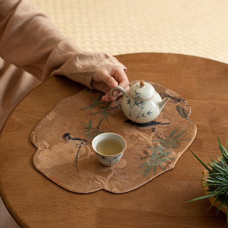 Винтажный сухой чайный коврик, настольный коврик в китайском стиле дзен, хлопковая и льняная ткань ручной работы, художественный коврик для горшка, коврик для чашки, скатерть для чайного стола