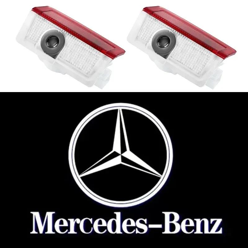 2pcs Car door welcome light Emblem For Mercedes Benz A C E GLC GLA GLE GLB Class W177 W205 W212 W213 X253 X156 W166 X247