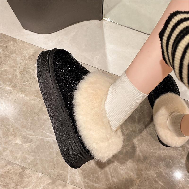 Winter Snow Boots Women's Winter New Velvet Thermal Cotton Shoes Rhinestone Soft-soled Short Boots Large Size Boots Women's Winter