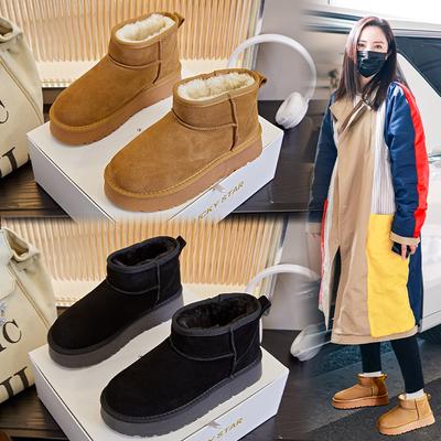 Новые зимние женские ботинки 2025 года, зимние ботинки на платформе, хлопковые ботинки, универсальные ботинки Мартина, женские бархатные теплые женские ботинки, универсальная обувь