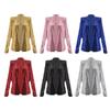 Spring New European and American Women's Fashion Standing Neck Solid Color Sequin Coat Short Casual Versatile Small Coat