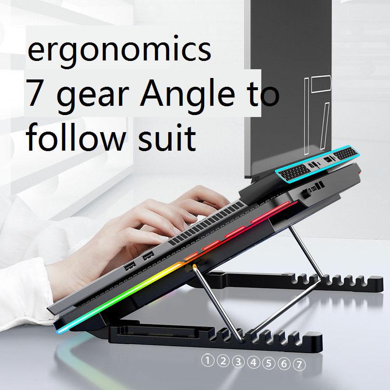 17-дюймовый игровой ноутбук, радиатор-кулер, охлаждающие подставки для ноутбука, шесть вентиляторов, светодиодный экран, два USB-порта, 2100 об/мин, регулируемый RGB-ноутбук