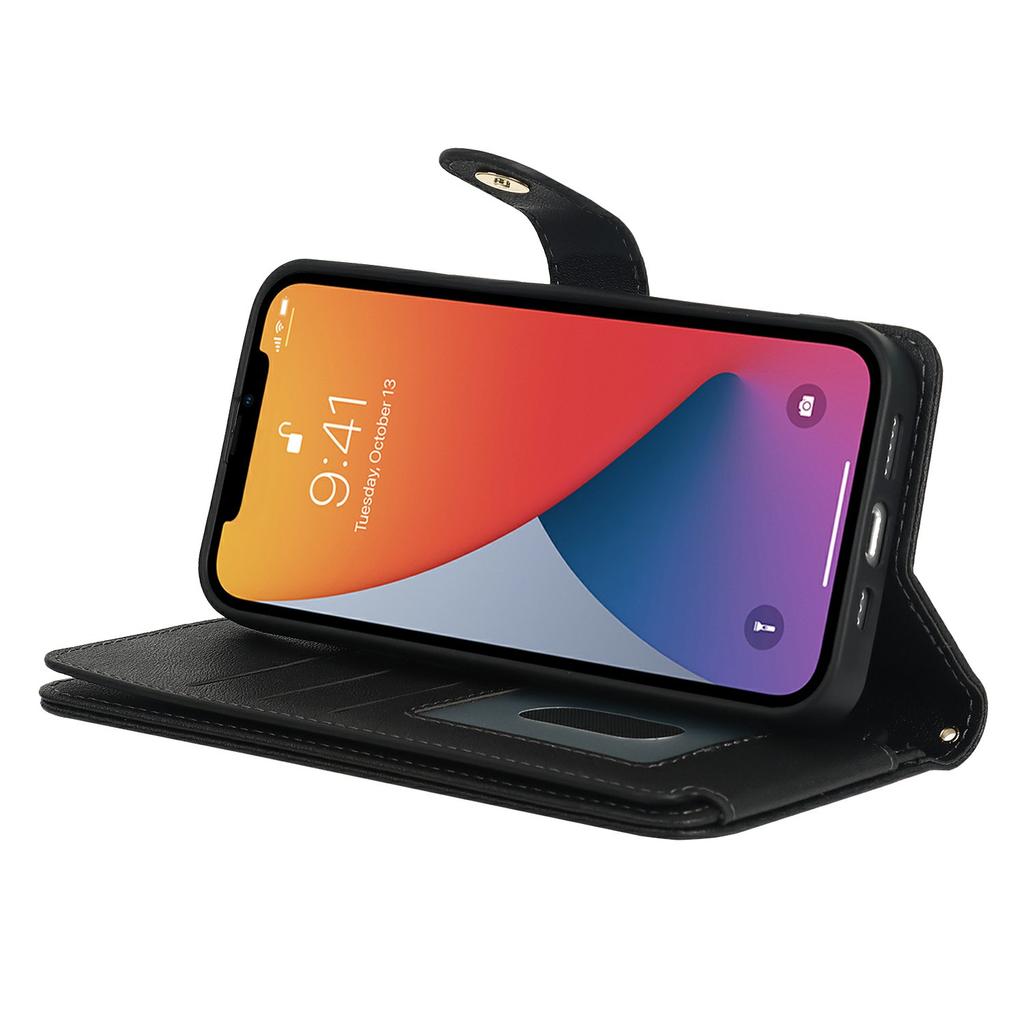 Чехол-подставка для iPhone 13 mini из ПУ кожи, чехол для телефона с ремешками/кошельком на молнии/множеством слотов для карт