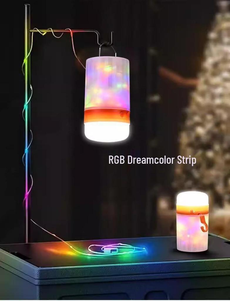 LED Camping Lantern Tent Light & Atmosphere Glow Strip with Measuring Tape Spotlight.
