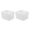 Rectangular Decorative Storage Baskets 2 Pack with Cut-Out Handles Ideal Organizing Household Items Toys Garage Supplies