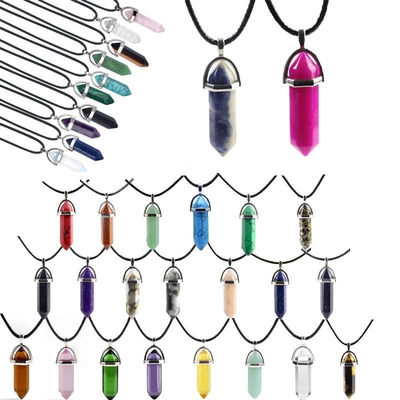 Красивое ожерелье из натурального кристалла с уникальным шестиугольным кулоном для исцеления