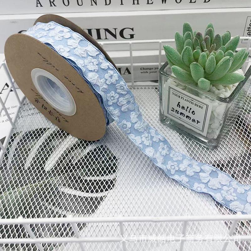 Romantic Camellia Embossed Satin Ribbon for Flower Bouquet Packaging and DIY Bows