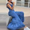 Women Solid Jumpsuits Spring Summer V Neck High Waist Straight Playsuits Summer Backless Wide Leg Pleated Pants Rompers