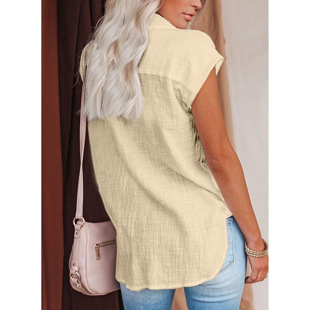 Женская модная рубашка без рукавов с принтом, повседневная, тонкая, с принтом, женская блузка на пуговицах