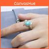 Turquoise Feather Geometric Ring Women Alloy Jewelry Party Engagement Decoration