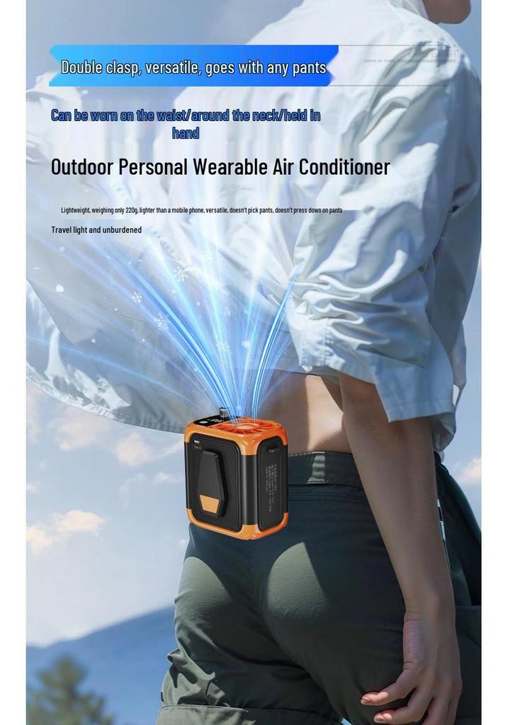 Portable Outdoor Fan: Waist or Neck Hanging, Long Battery Life, Powerful Cooling for Heatstroke Relief