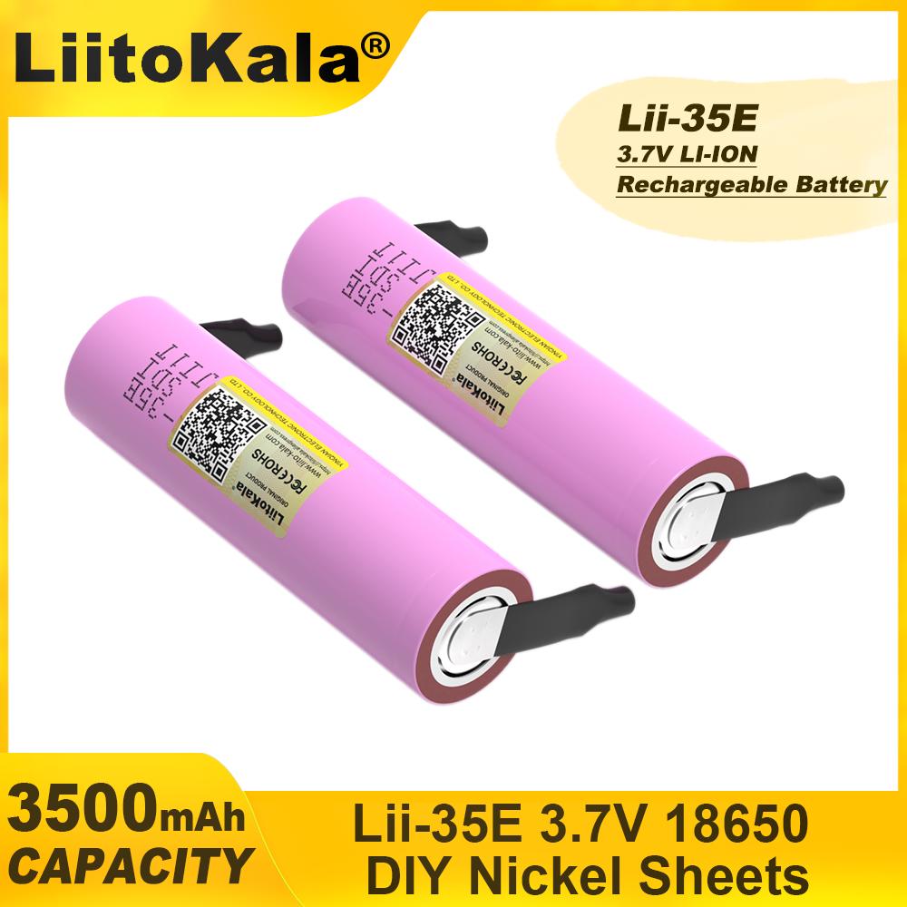 LiitoKala Новый оригинальный INR18650 35E 3.7V 3500mAh 20A разрядный INR18650 35E литий-ионный аккумулятор 3.7V перезаряжаемый аккумулятор с сетевой картой