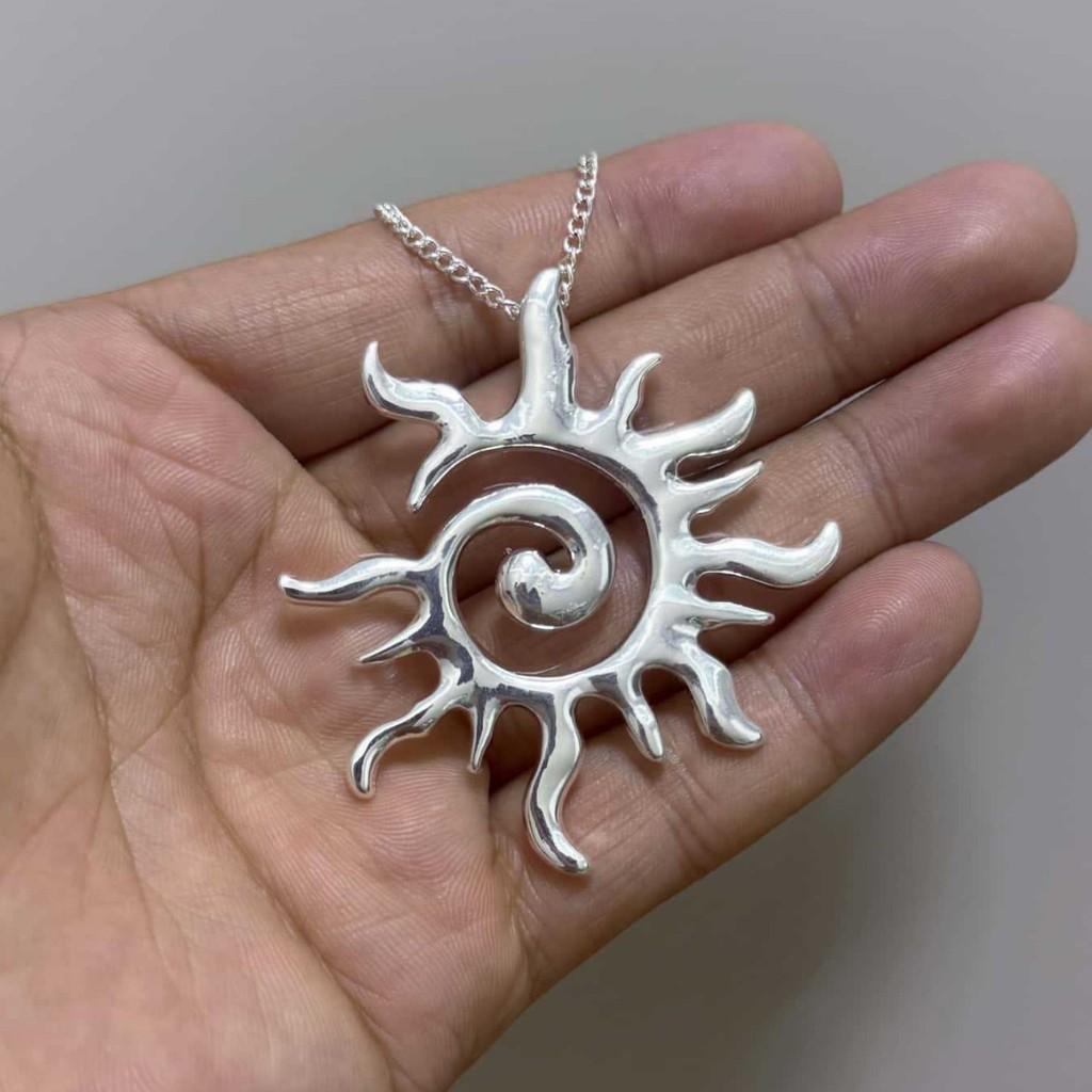 Bohemian Sun Pendant Necklace With Geometric Alloy Chain For Women