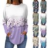 Shirts For Women Cute  Vintage Pattern Print T-Shirt Long Sleeve Tunic Tops Cotton Pullovers