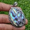 Natural Abalone Shell Pendant 925 Sterling Silver Pendant Shell Pendant Oval Shape Shell Pendant Women Jewelry