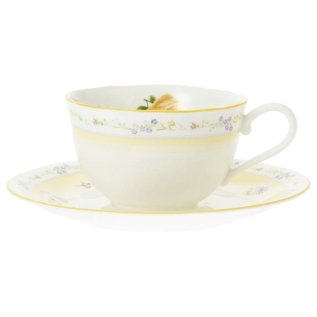 Noritake Чашка и блюдце (Парный набор) (Кофе чай) 220 мл Jeune Frères Безопасно для микроволновой печи Костяной фарфор P59387A/4620