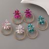 Корейские модные серьги-гвоздики из сплава с бриллиантами, цветочные серьги для женщин, женские круглые цветочные подвески, ювелирные изделия на день рождения, подарок