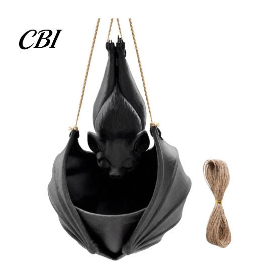 Novelty Hanging Vines Holder Bat Plant Pot, Halloween Shaped Planter, 3D Printed Gothic Decorative Containers Flower for Indoor Outdoor Home