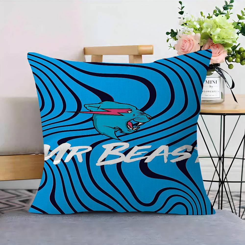 Игровой Блогер M-MrBeast Наволочки Мультяшные Декоративные для Дивана Дома Двусторонняя Печать Короткий Плюш Милая Наволочка