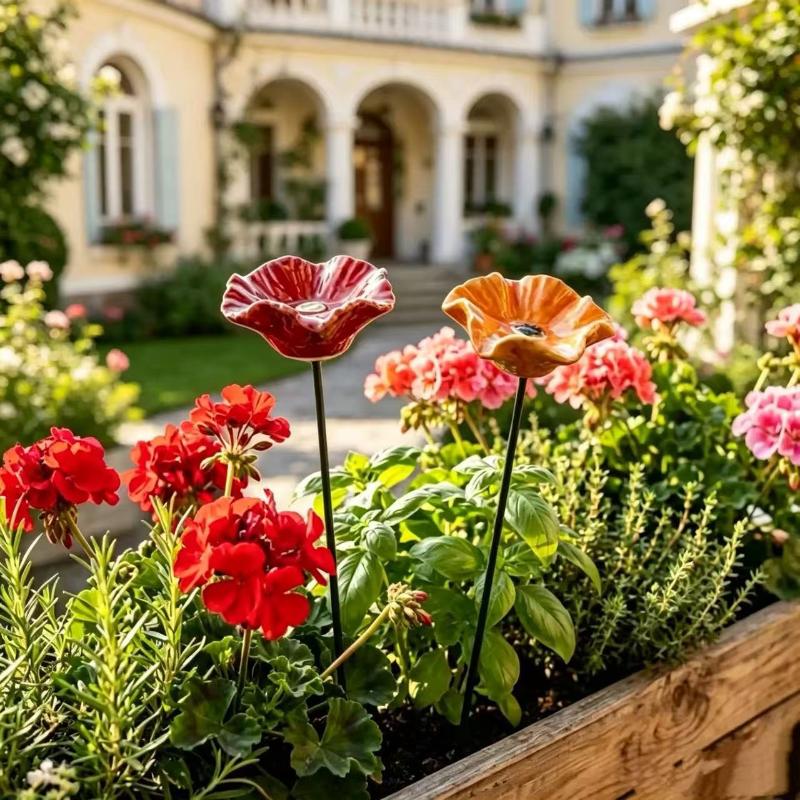 Bee Water Feeder Resin Flower Fountain for Gardens Portable Drinking Station for Bees with Easy Refill