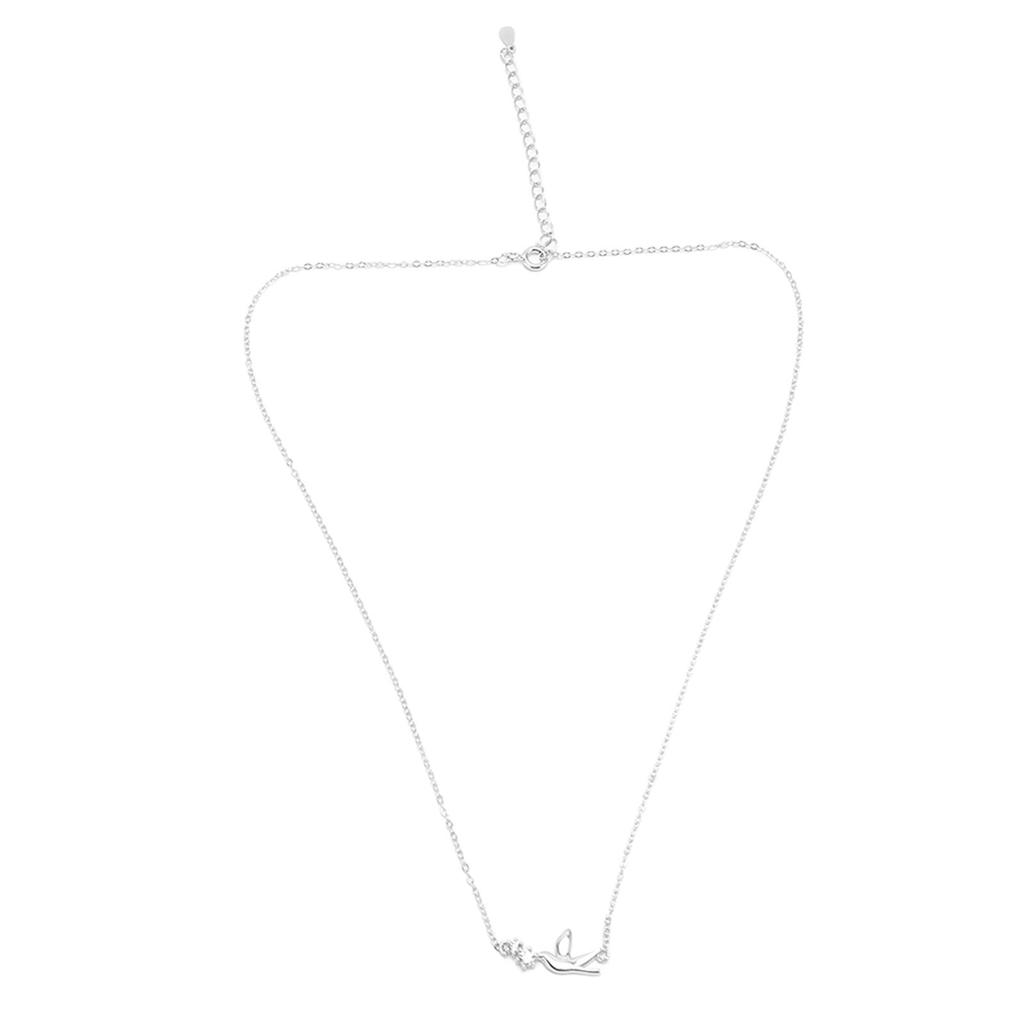 Silver Pendant Necklace Beautiful Elegant Adjustable Cute Dove Bird Pendant Necklace for Women Platinum