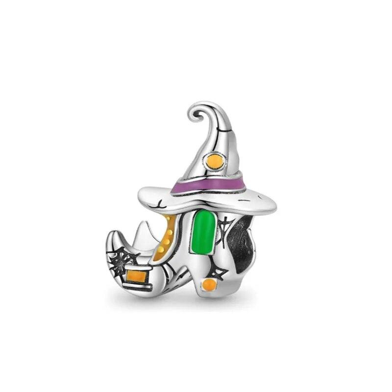 New 925 Silver Halloween Pumpkin Head Charm Pumpkin Car Bead Pendant Necklace Amulet Women Jewelry