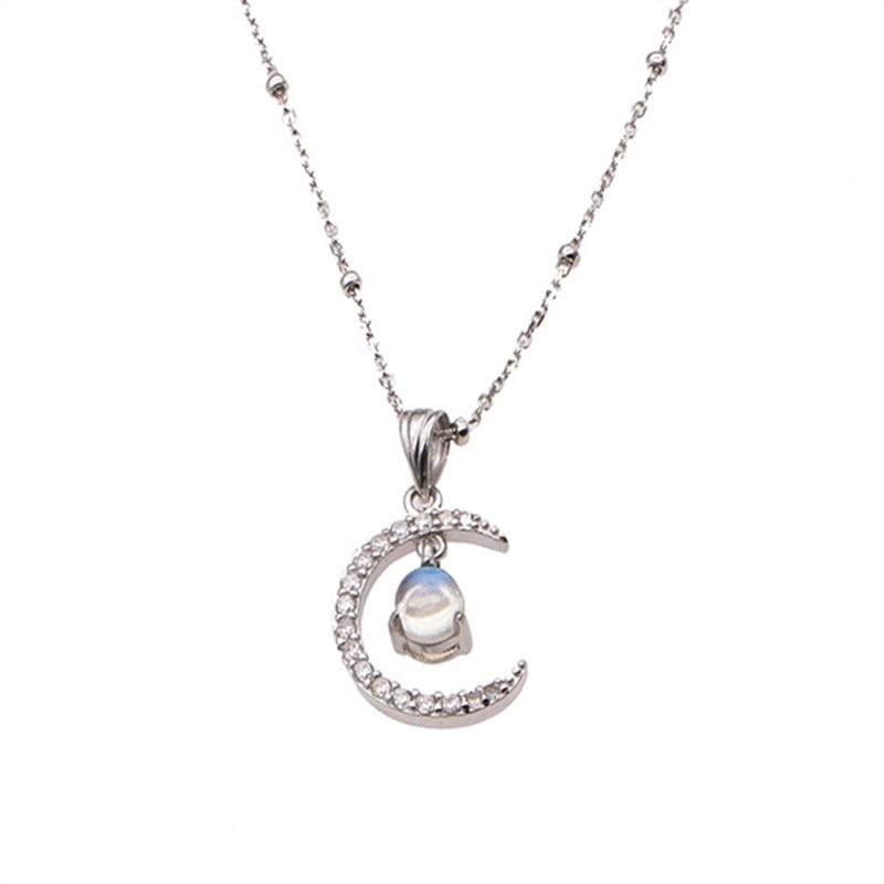 Moonstone Zircon Stone Moon Charm Necklaces Creative Elegant Look Clavicle Chain Gathering For Gathering Jewelry Women ChokerElegant Charm