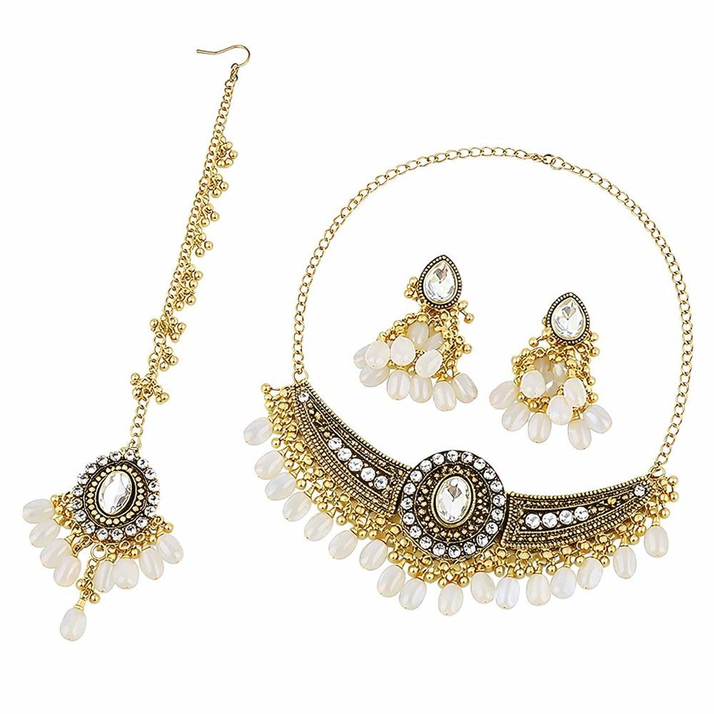 Alloy Tassel Wings Shaped Jewelry Sets Shining Indian Style Rhinestone Jewelry Set Exquisite Rhinestone Necklace Set