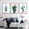 Скандинавская ручная роспись кактуса в горшке, плакат с принтом, картина на холсте, картина для прохода, настенное искусство для дома, граффити, современное украшение для спальни