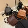 Brown Solid Color Shoulder Bag PU Retro Backpack Simple PU Backpack  Gift