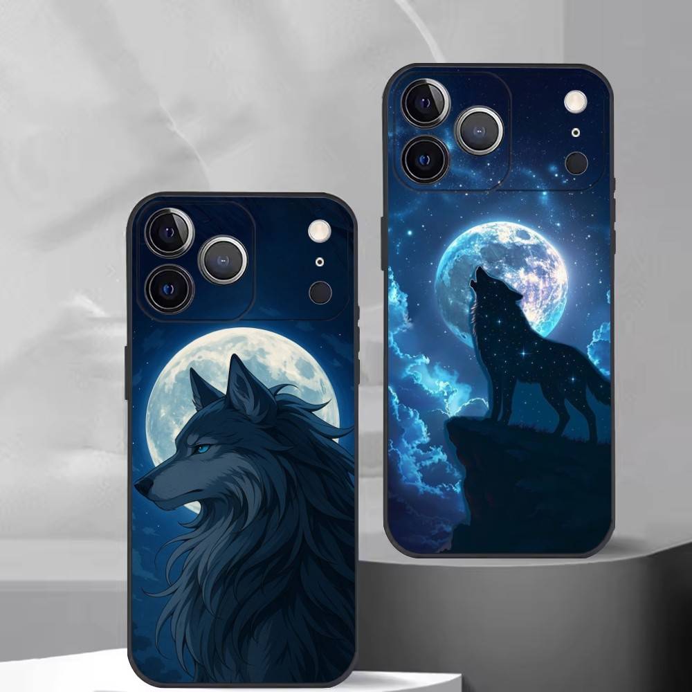 Чехол для телефона 'Луна Воющий W-Волк' Силиконовый Мягкий Для IPhone 17 16 15 14 13 12 11 X XR Plus Pro Max Plus