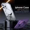 Magnetic 360°Rotation Stand Phone Case For Iphone 11 12 13 14 15 16 Pro Max 16Plus With Ring Holder Frosted Transparent Cover