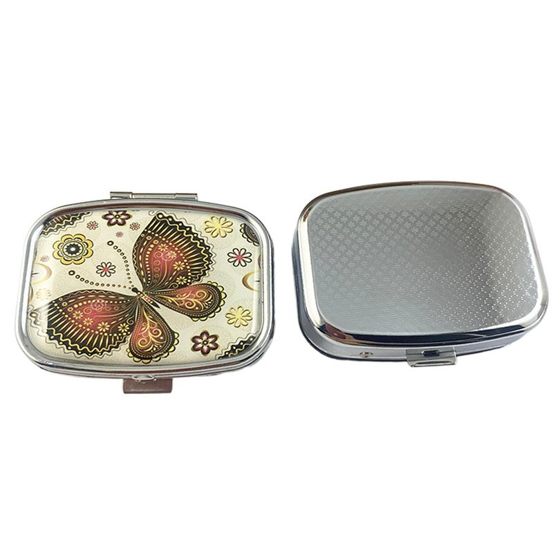 Разделенные металлические таблетницы-бабочки, квадратные таблетницы, портативный органайзер, аптечка, разделители, футляр для таблеток, конфет, ювелирных изделий, коробка