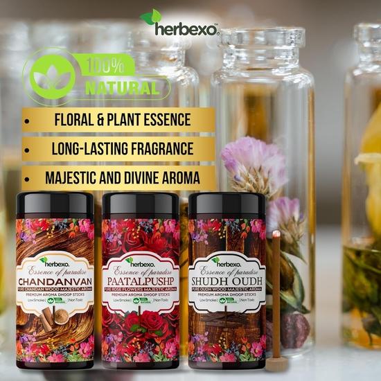 Сандаловое дерево (Чандан), Oud and Rose Pure Attar Fragrant Dhoop Sticks Trio Pack Длительные величественные ароматы Ittar 100% натуральные