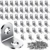 50-piece Corner Connector Set, Stainless Steel, 20 X 20 X 16 Mm, Corner Connector, Wall Bracket, Corner Metal, 90 Degrees, With Screws, Silver