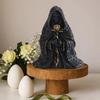 Gothic Black Robe Hooded Figure Resin Sculpture Mystical Wizard Statue Halloween Ornament Desk Decor For Home Or Office
