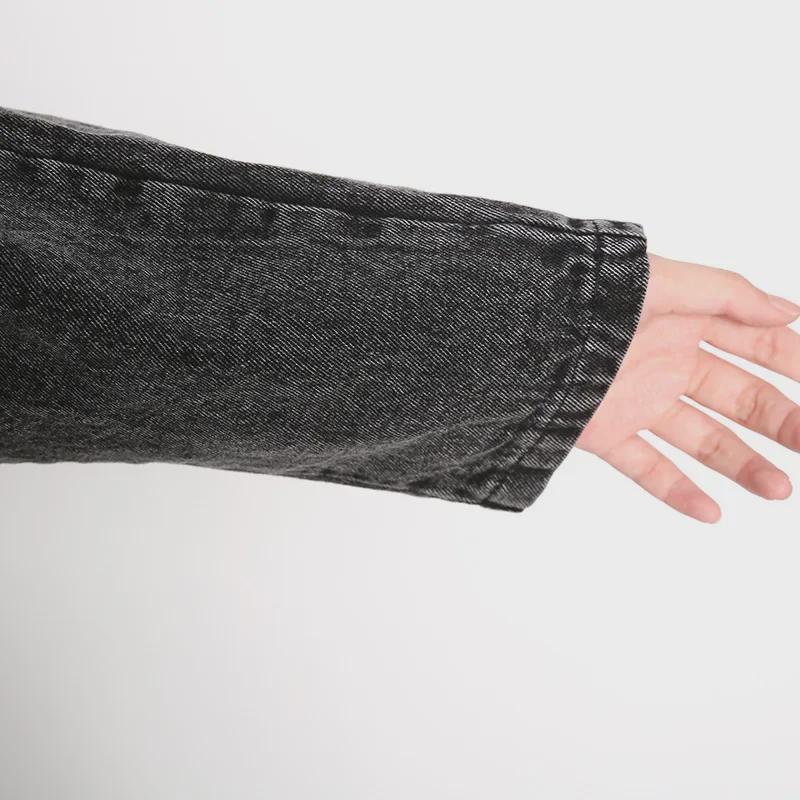 Европейская весенняя мода: Темно-черная водолазка-пуловер, свитшот - большой размер, нестандартный дизайн из денима