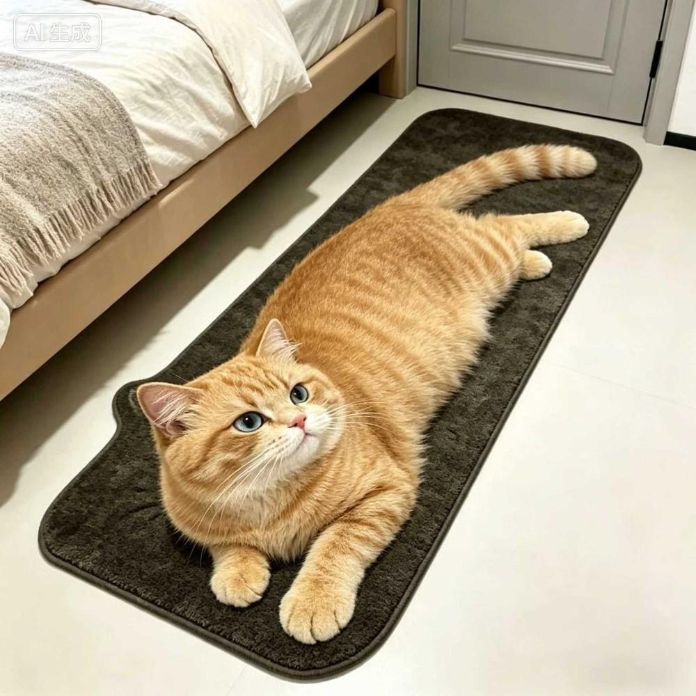 Water Absorbent Cartoon Carpet 2D Bedroom Bedside Floor Mat Cute Cat Rug Carpet Living Room