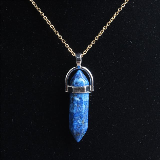 29 Стиль 42 см Натуральный Кристалл Камень Ожерелье Шестигранная Колонна Золотая Цепь Нержавеющая Сталь Подвеска Для Самодельных Ювелирных Изделий Для Мужчин И Женщин