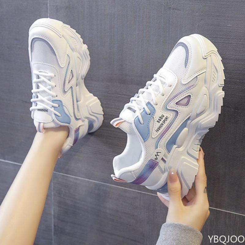 Large Size Autumn Breathable Lightweight Casual Comfortable Women's Shoes Versatile Flat Bottom Women's Sports Dad Shoes