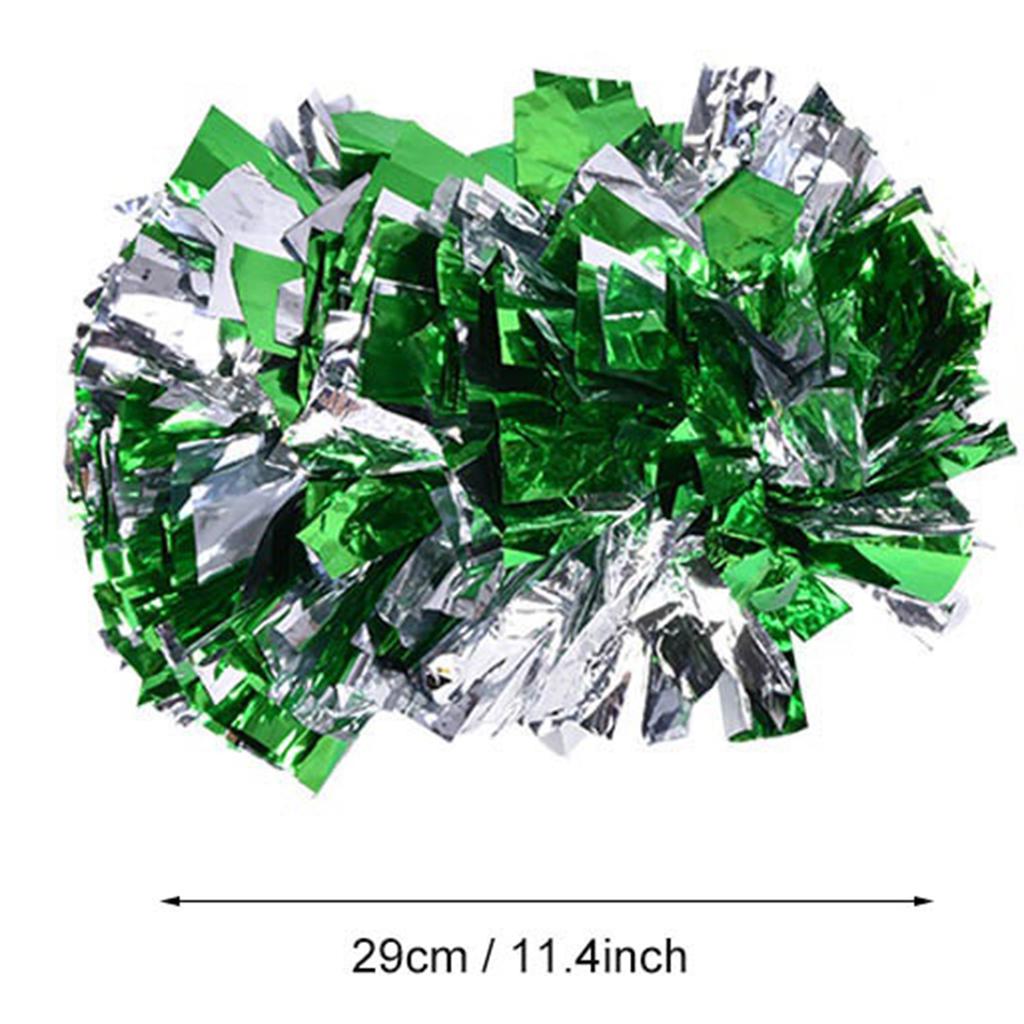 Помпоны для аэробики Cheerer Помпоны для танцевальной вечеринки Спортивные соревнования в школе (Зеленый Серебряный)